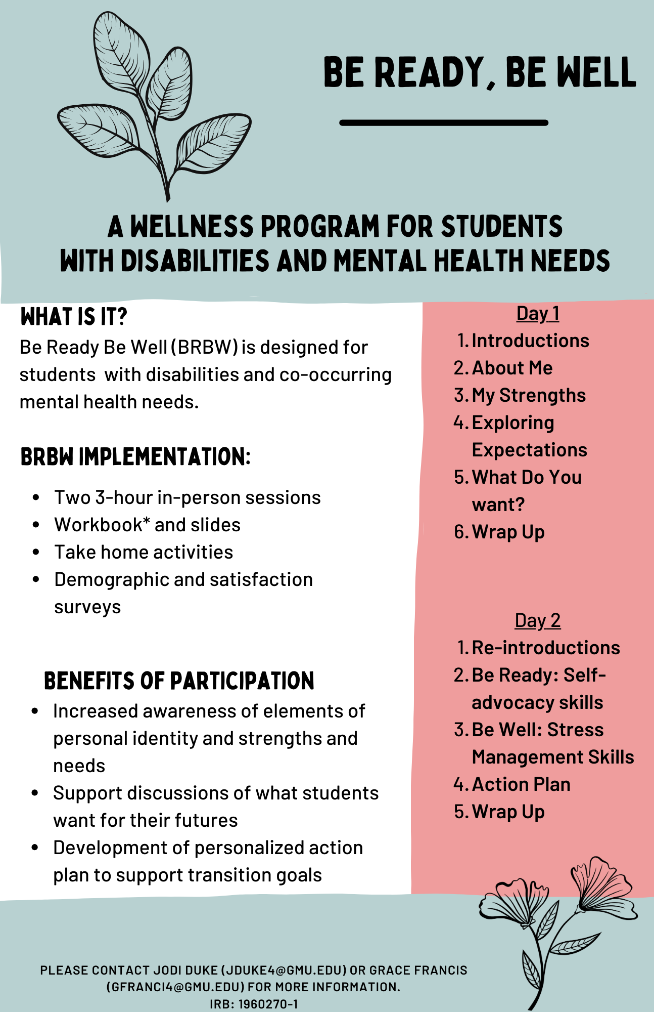 Be Ready, Be Well (BRBW) a wellness program flier